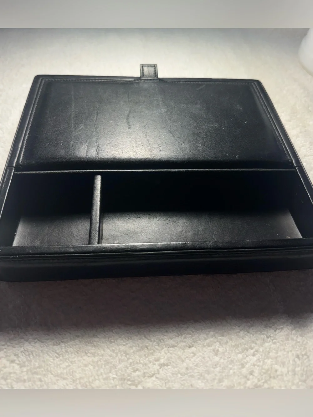 Vintage COACH Black Leather Valet with Suede Lining Jewelry Box